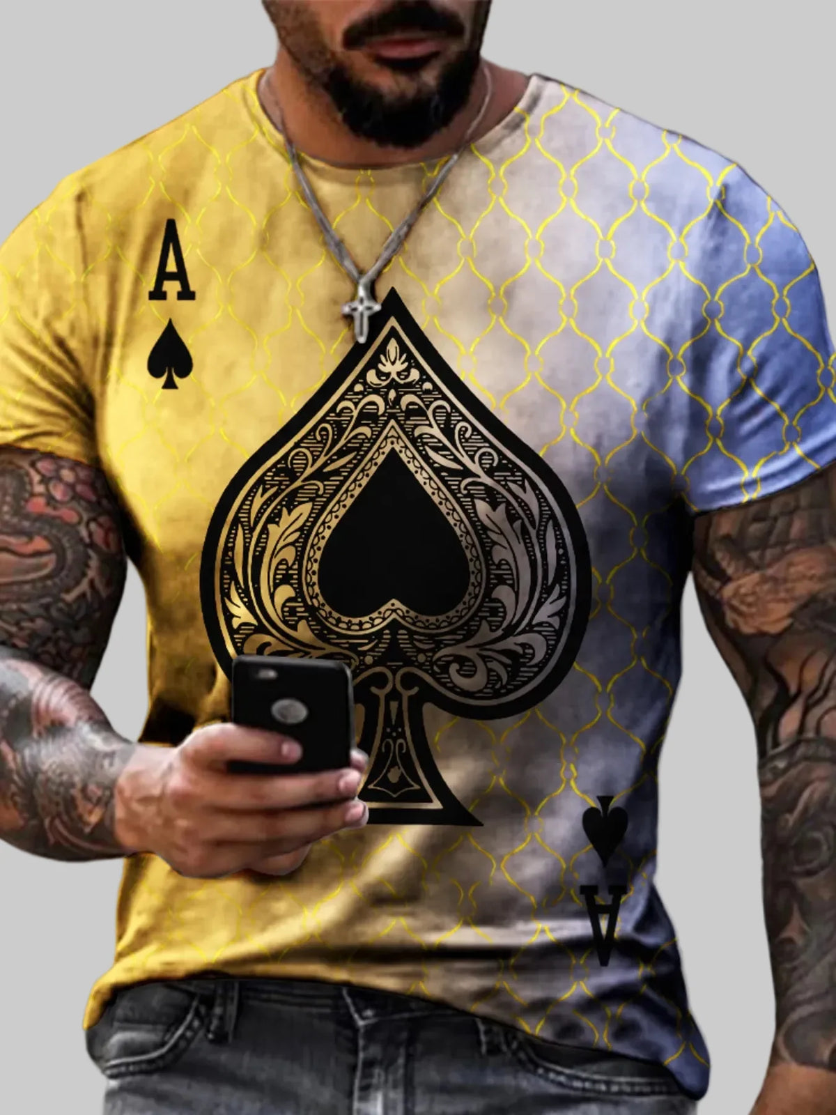 Men's Plus Size Ace of Spades Graphic T-Shirt | Vintage Cotton Tee S-5XL