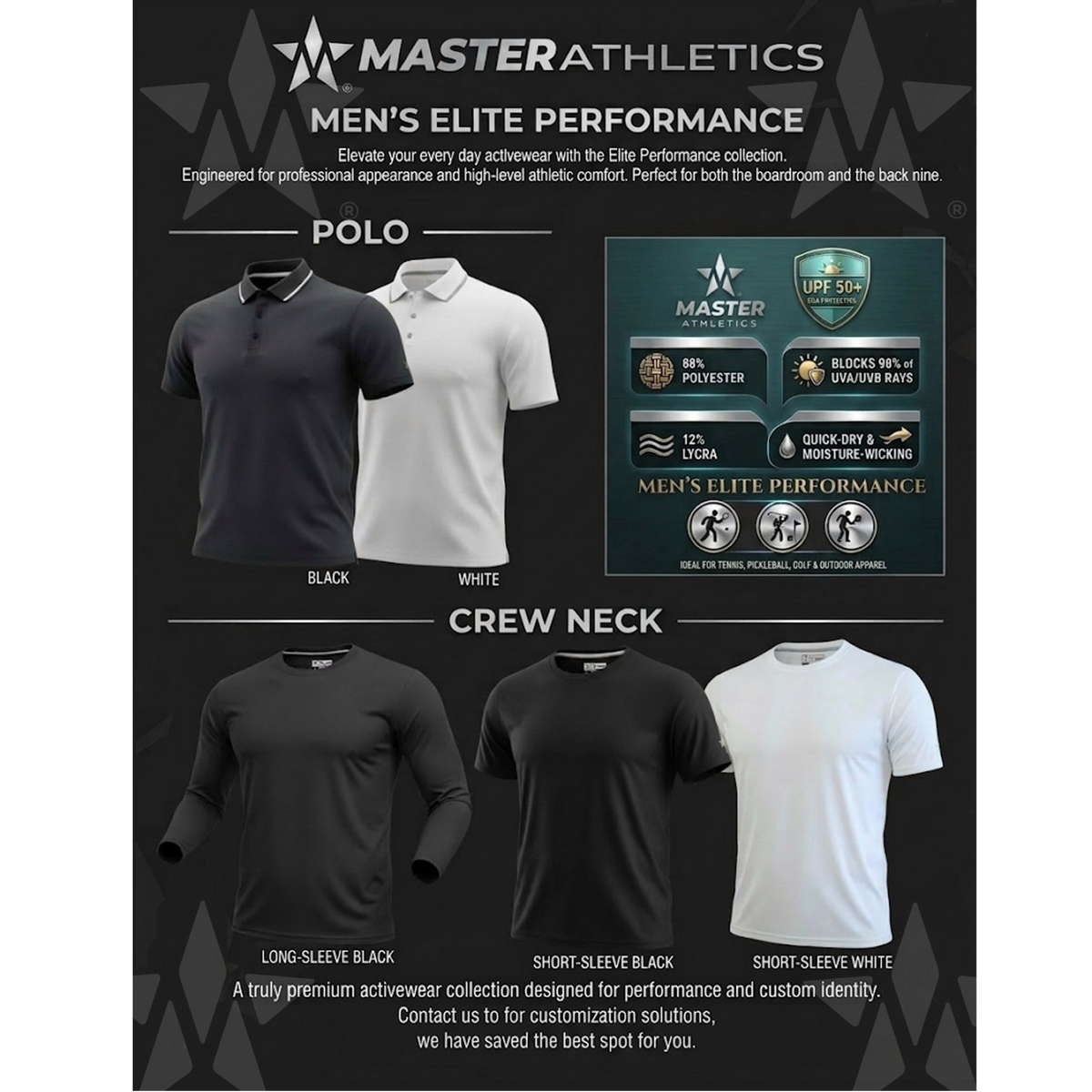 Master Athletics Men's Elite Performance Long Sleeve Crew - UPF 50+